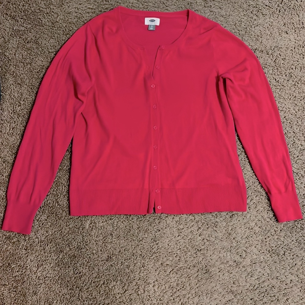 Old Navy Pink Long Sleeve Sweater Cardigan, Size L
